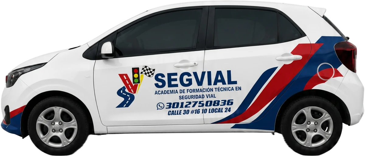 Vehículo oficial de práctica de SEGVIAL, academia de formación técnica en seguridad vial